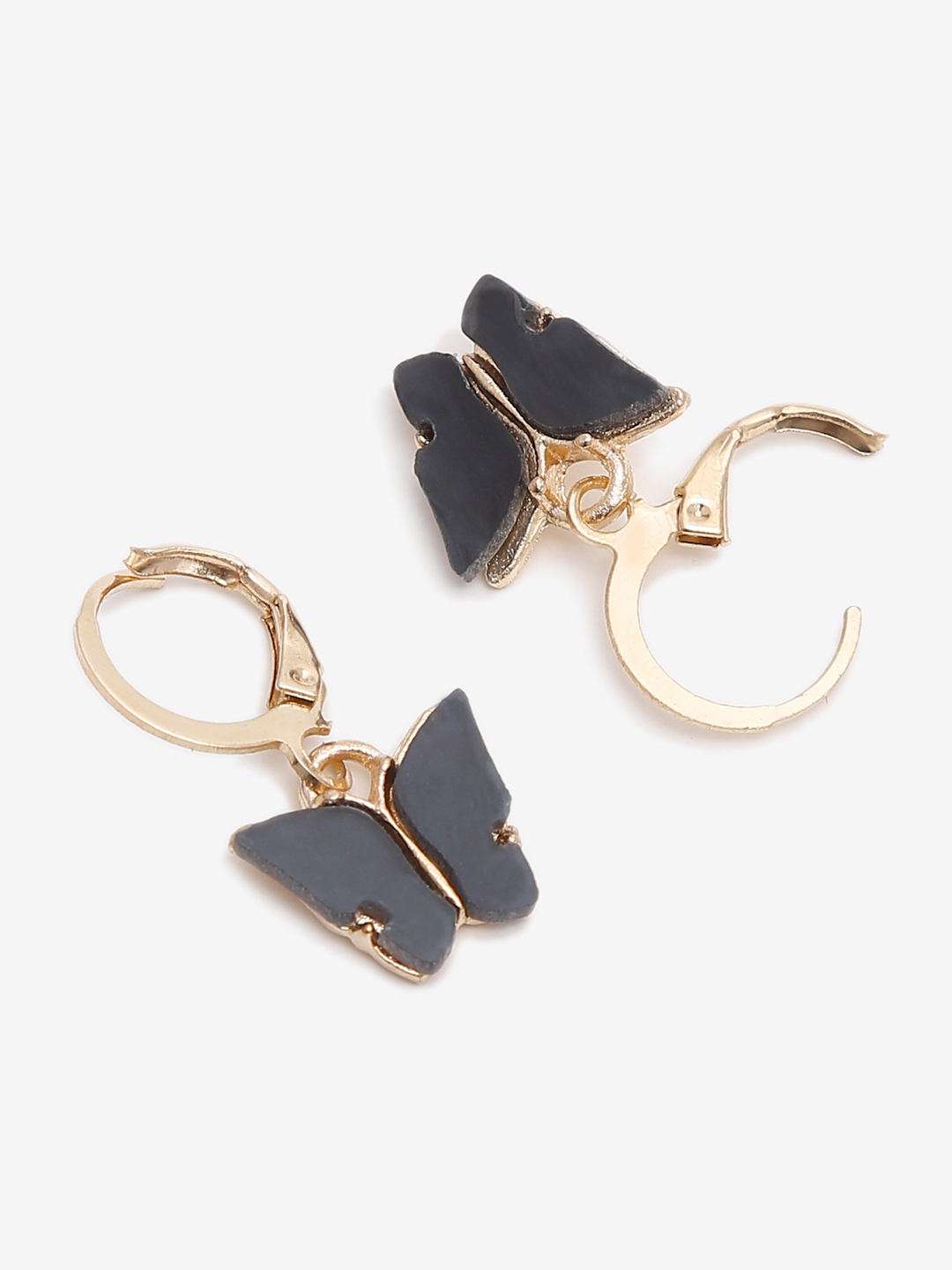 YouBella Grey-Toned & Gold-Plated Butterfly Shaped Necklace With Earrings